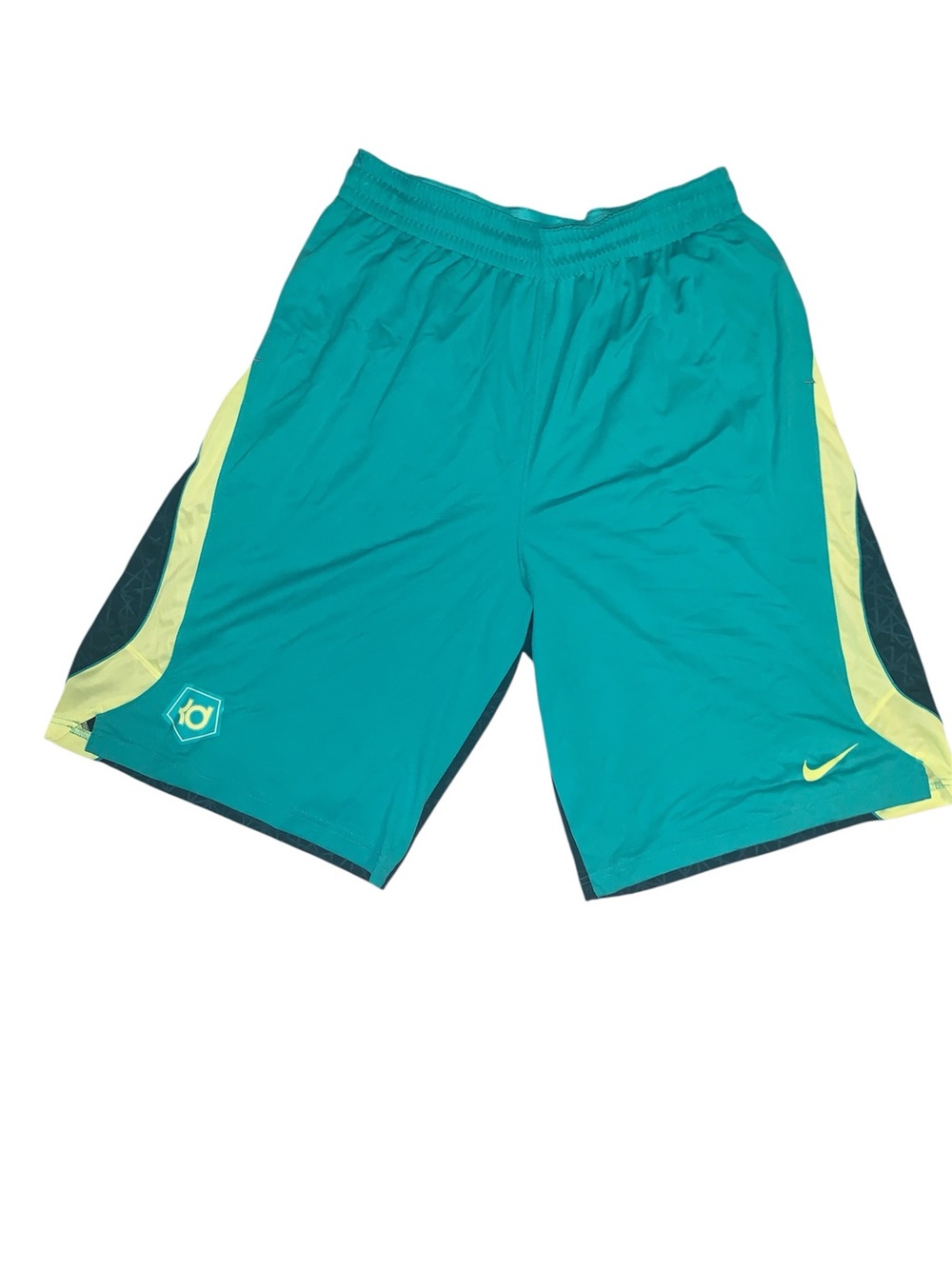 Nike Men’s Teal Athletic Shorts with Lime Accents KD Kevin Durant Signature Line